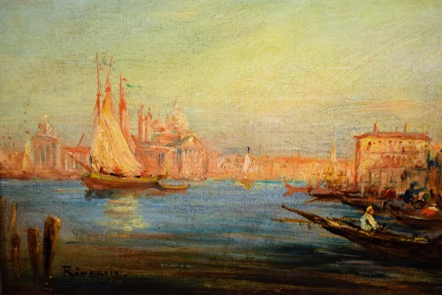 Antiquités - Venise, Bassin de Saint-Marc et Palais Ducal - Ecole française du XIXe